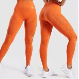 Gymshark flawless knit tights orange yoga leggings pants